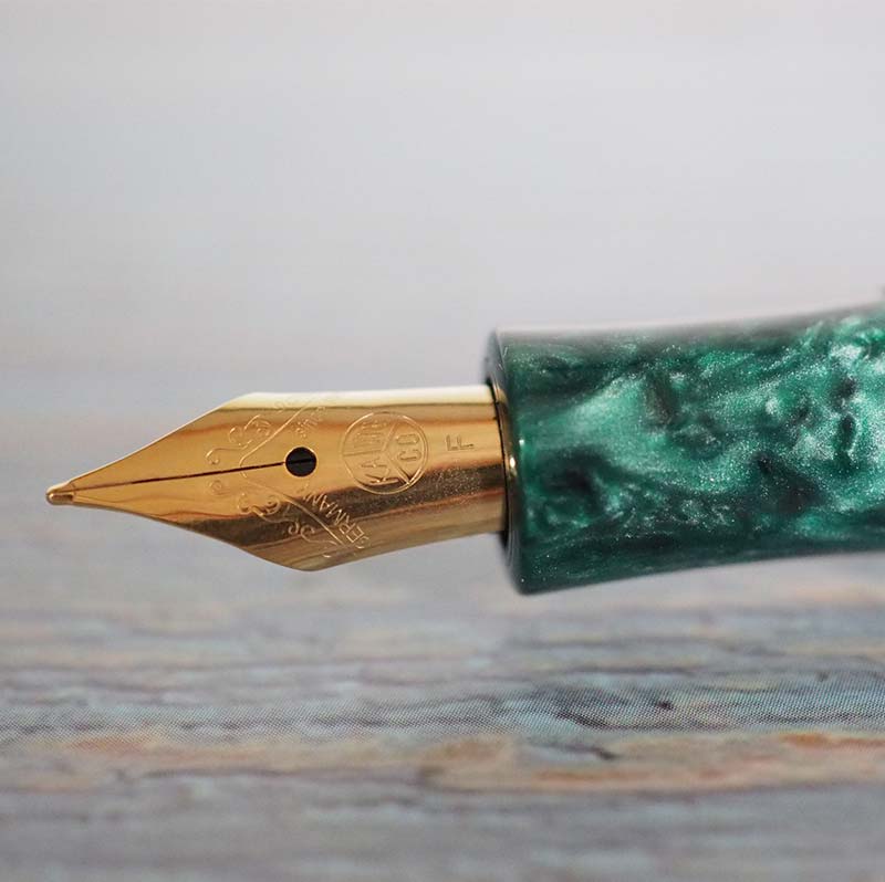 Kaweco Art Sport Fountain Pen Metallic Green Limited Edition 2018 — nib close-up