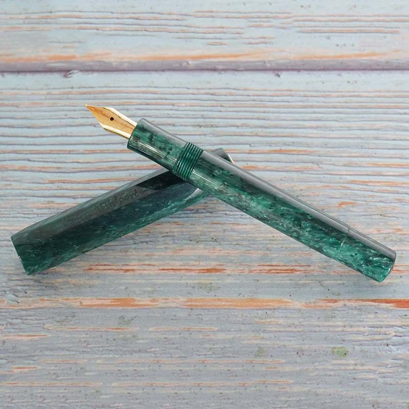 Kaweco Art Sport Fountain Pen Metallic Green Limited Edition 2018 — writing at an angle