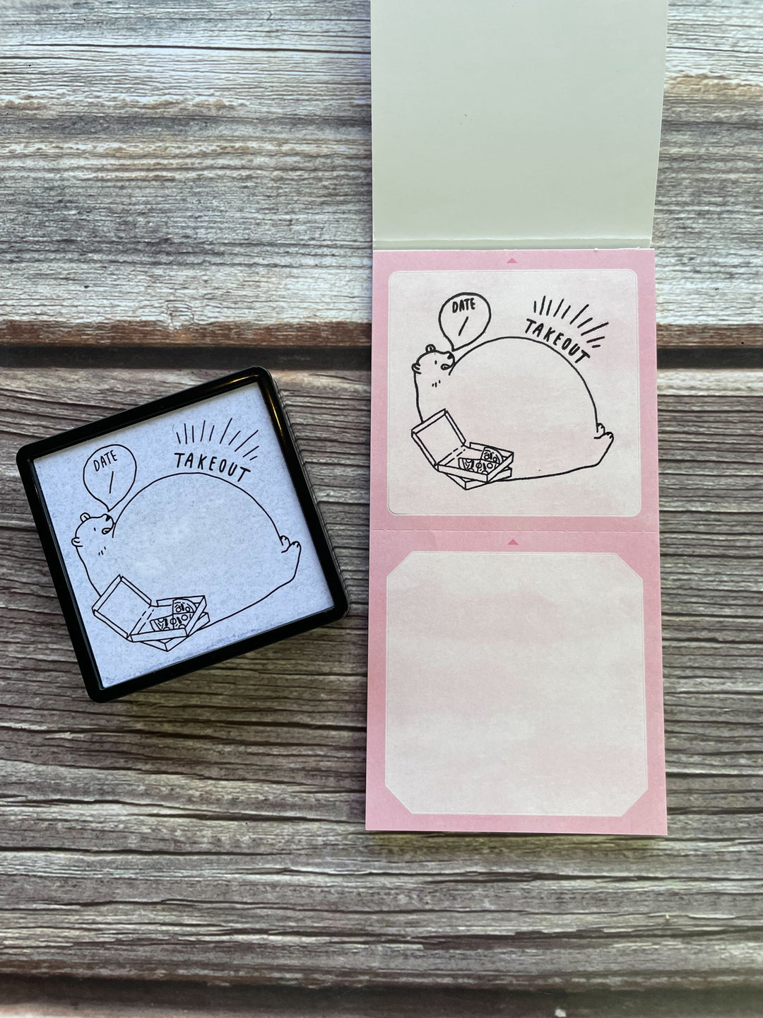Midori Stickers Book For Pre-Inked Stamp - Warm Colors — flat lay
