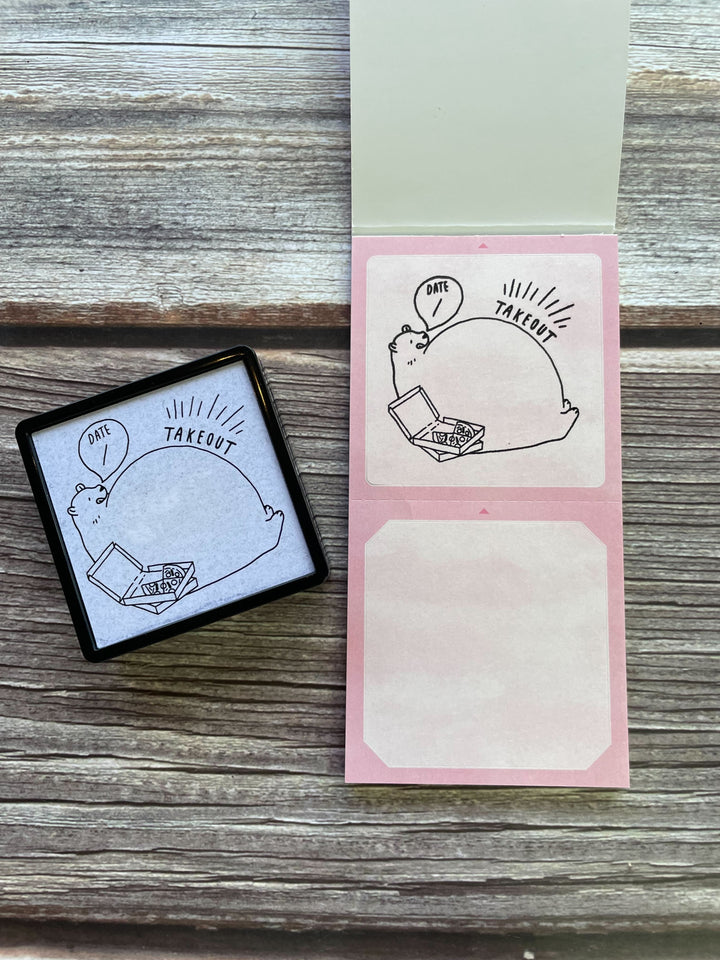 Midori Stickers Book For Pre-Inked Stamp - Warm Colors — flat lay