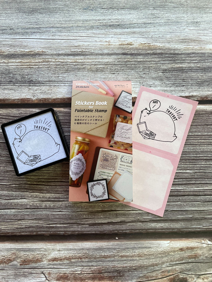 Midori Stickers Book For Pre-Inked Stamp - Warm Colors — flat lay