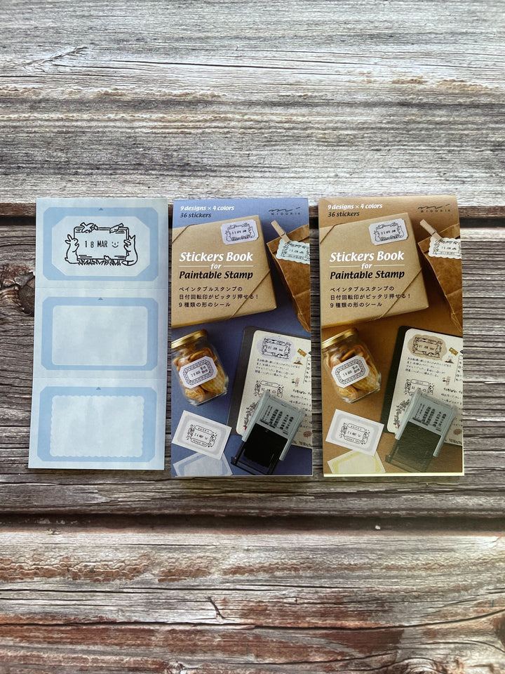 Midori Stickers Book For Paintable Rotating Stamp in Cold Colors — Midori decorative sticker — for journaling, planners and scrapbooking, at Cityluxe Singapore