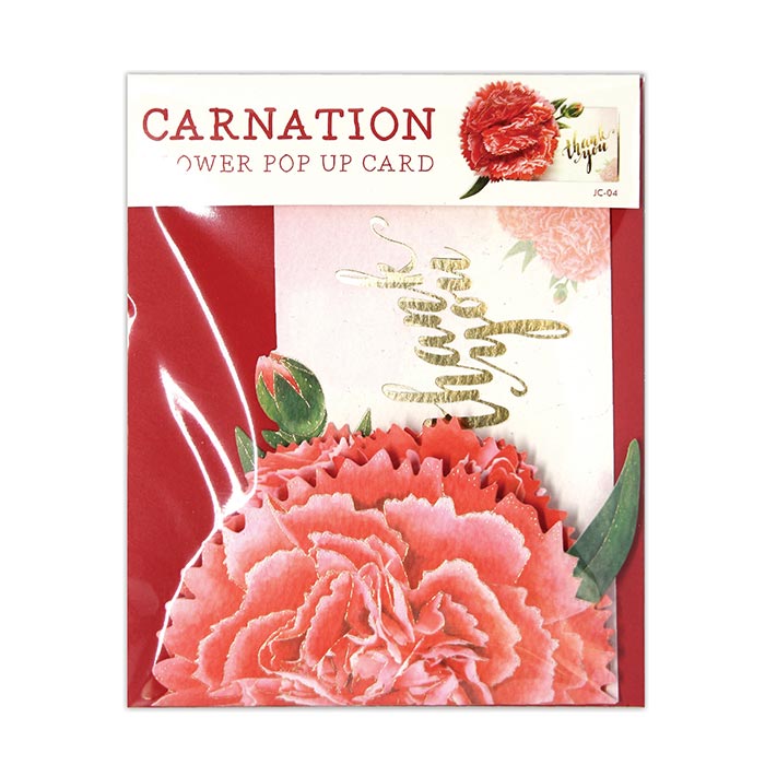 D'Won 3D Pop Up Card Thank You Carnation Red — side view