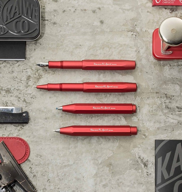 Kaweco AL Sport Gel Roller Pen - Deep Red — flat lay