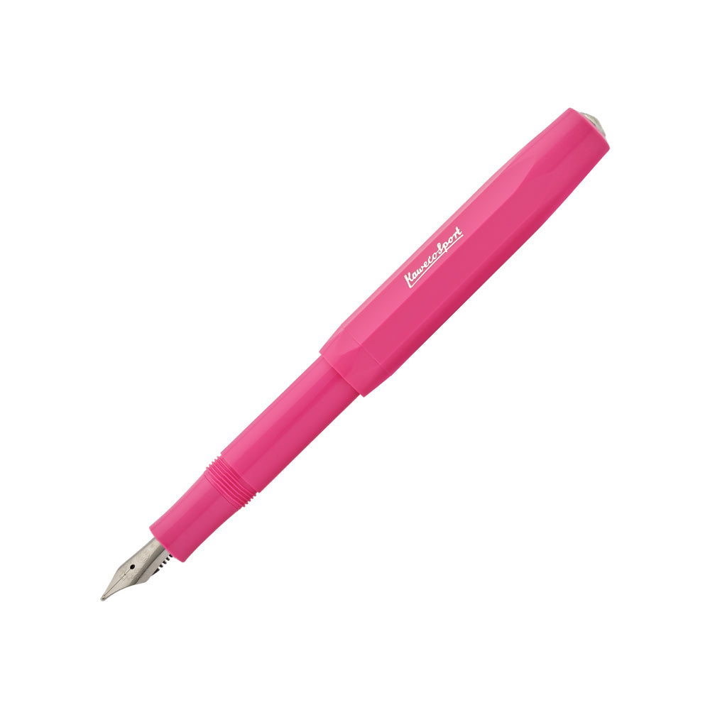 Kaweco Skyline Sport Fountain Pen - Pink — uncapped with cap posted