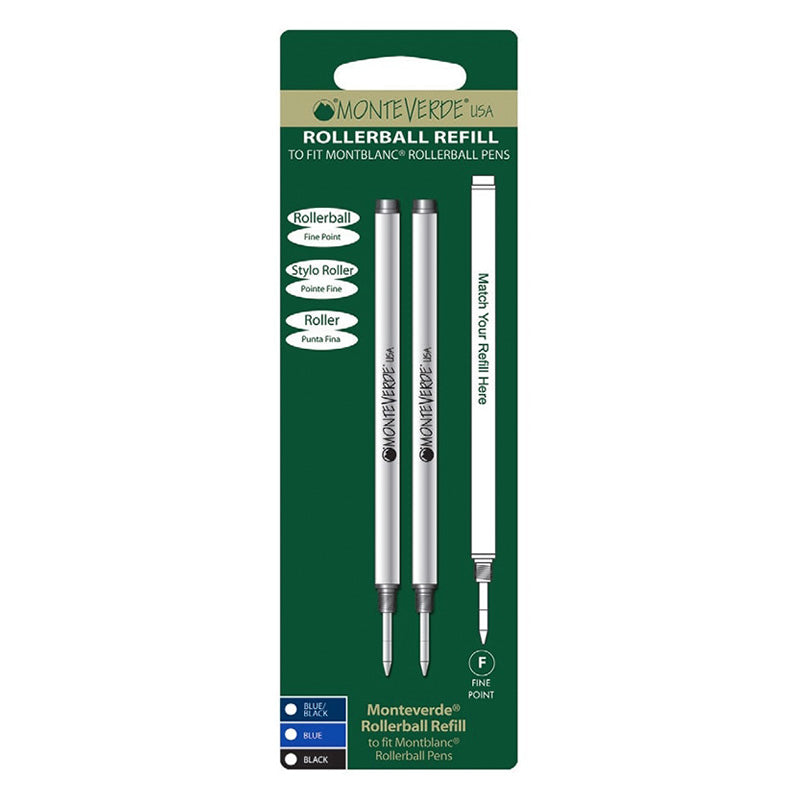 Monteverde 888 Ceramic Refill To Fit Capped Rollerball Pen Blue — uncapped with cap posted