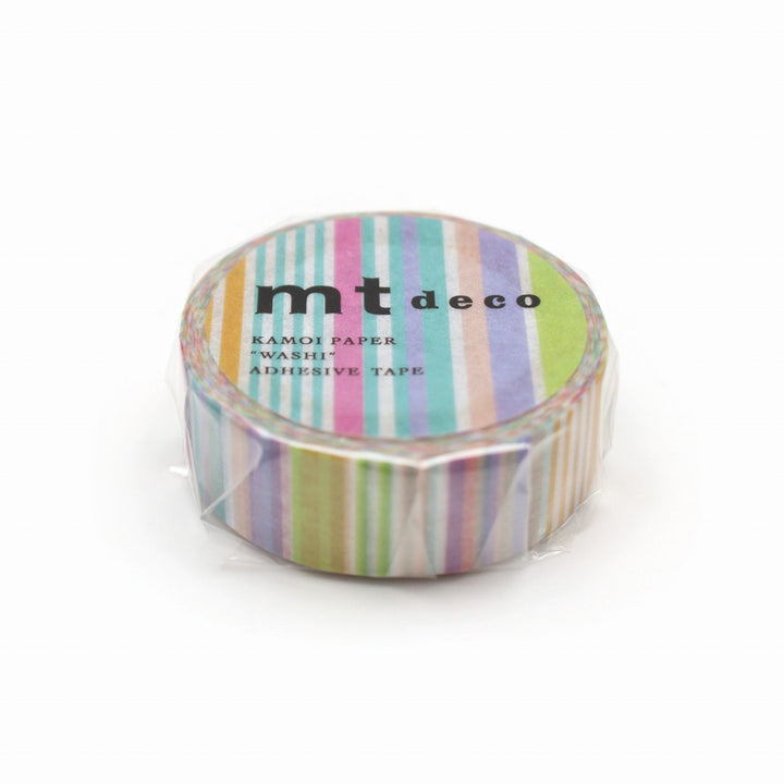 MT Deco Washi Tape - Multi Border Pastel — applied on surface
