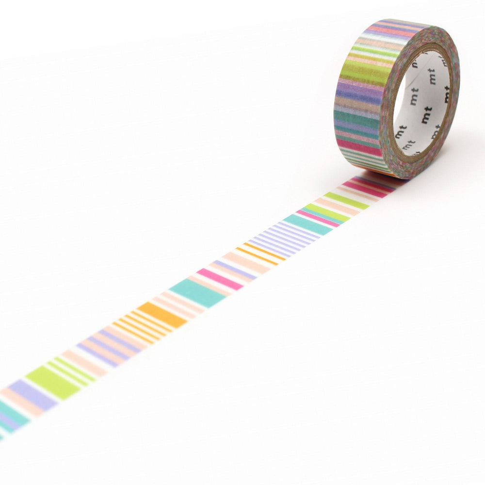 MT Deco Washi Tape - Multi Border Pastel — pattern detail