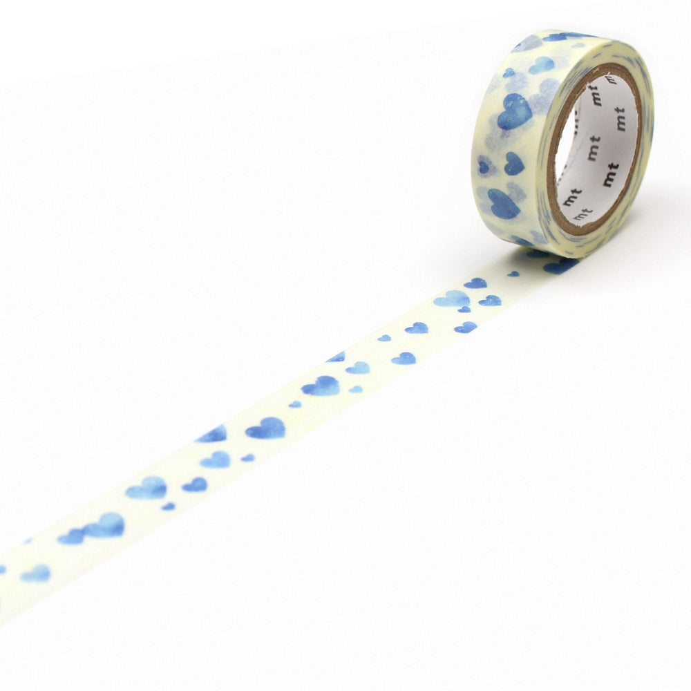 MT Deco Washi Tape Heart Stamp Blue — pattern detail