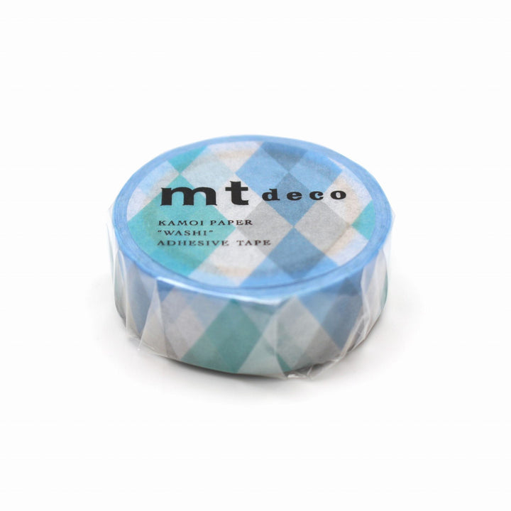 MT Deco Washi Tape - Triangle And Diamond Blue — applied on surface