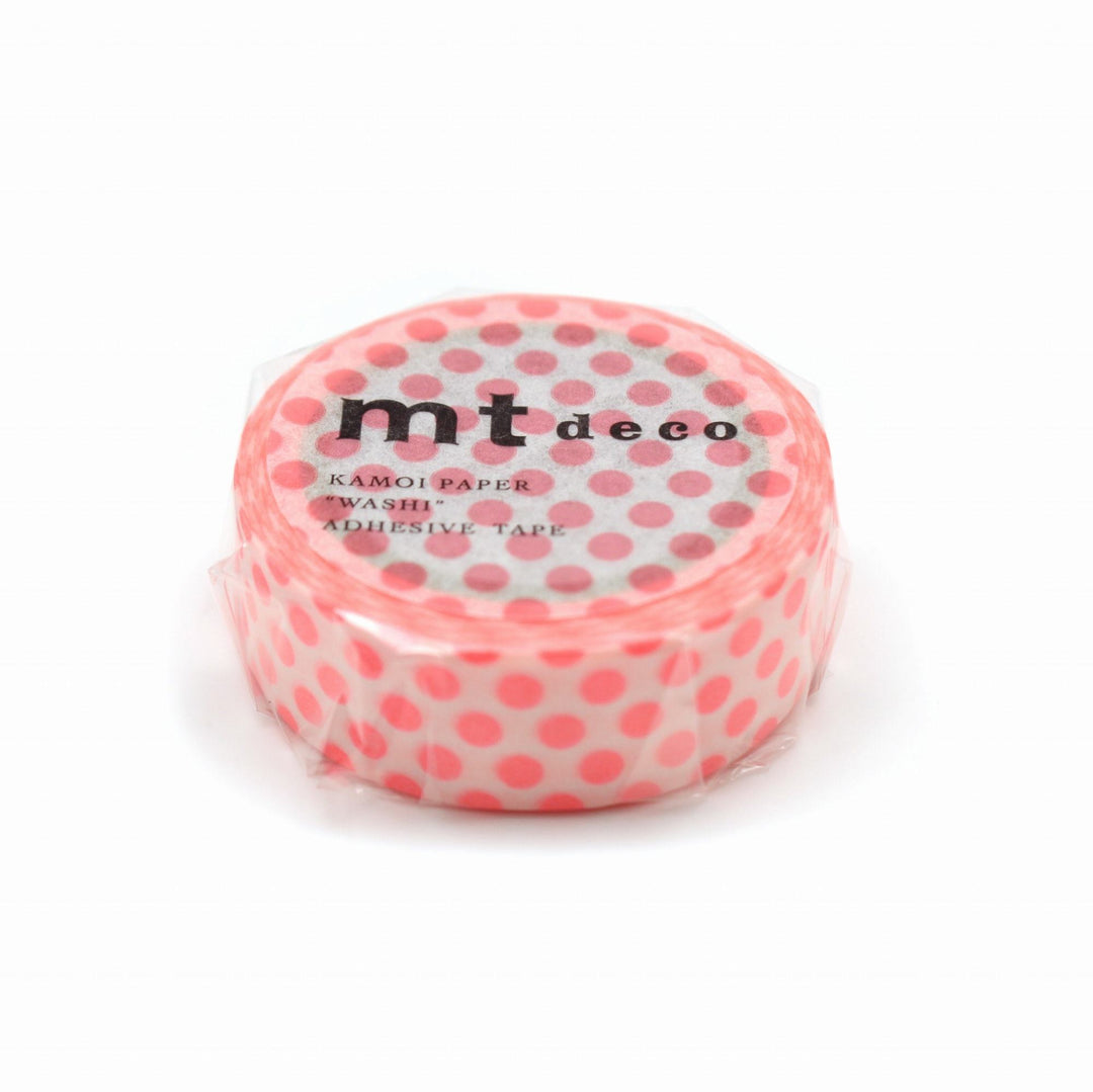 MT Deco Washi Tape Dot Shocking Red — applied on surface