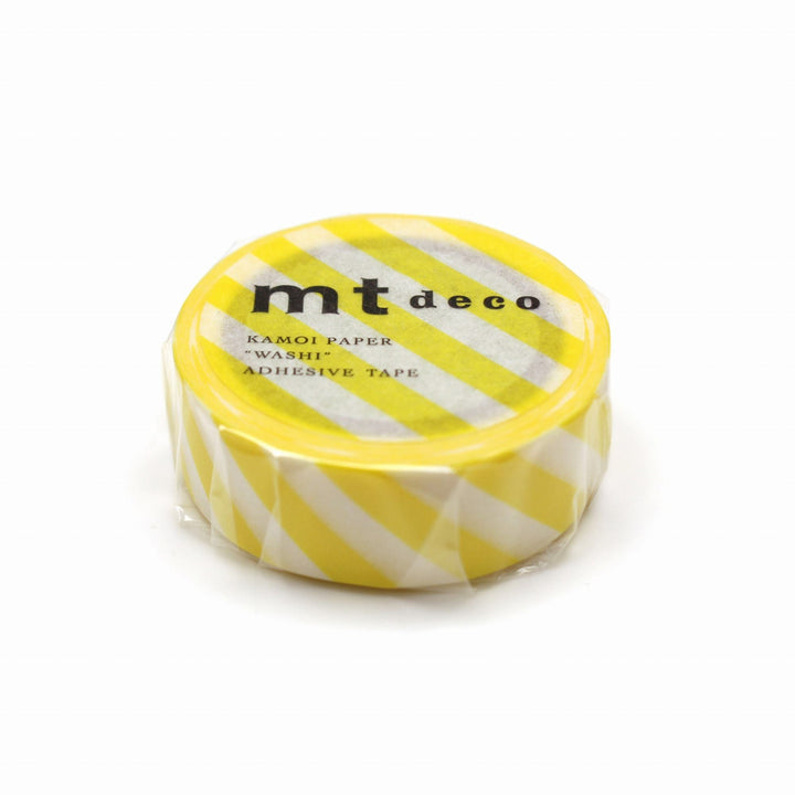 MT Deco Washi Tape - Stripe Lemon — applied on surface