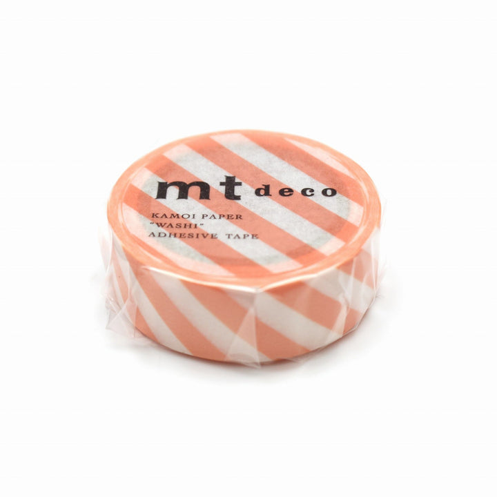 MT Deco Washi Tape - Stripe Salmon Pink — applied on surface