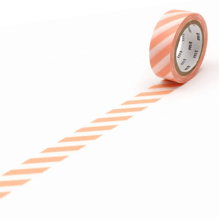 MT Deco Washi Tape - Stripe Salmon Pink — pattern detail