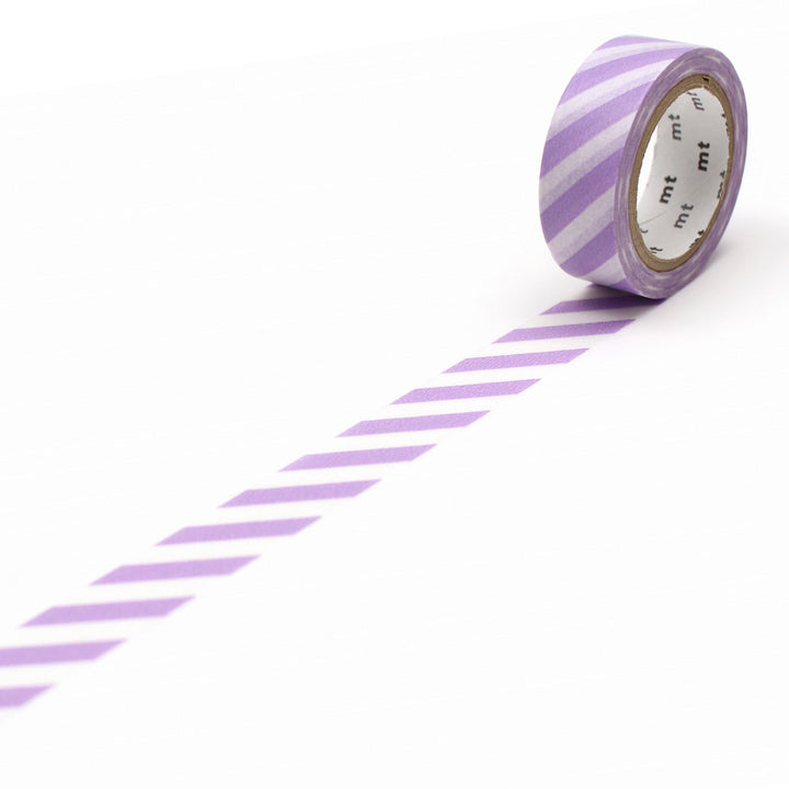 MT Deco Washi Tape Stripe Lilac 2 — roll front