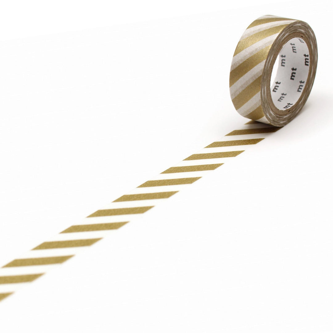 MT Deco Washi Tape - Stripe Gold 2 — pattern detail