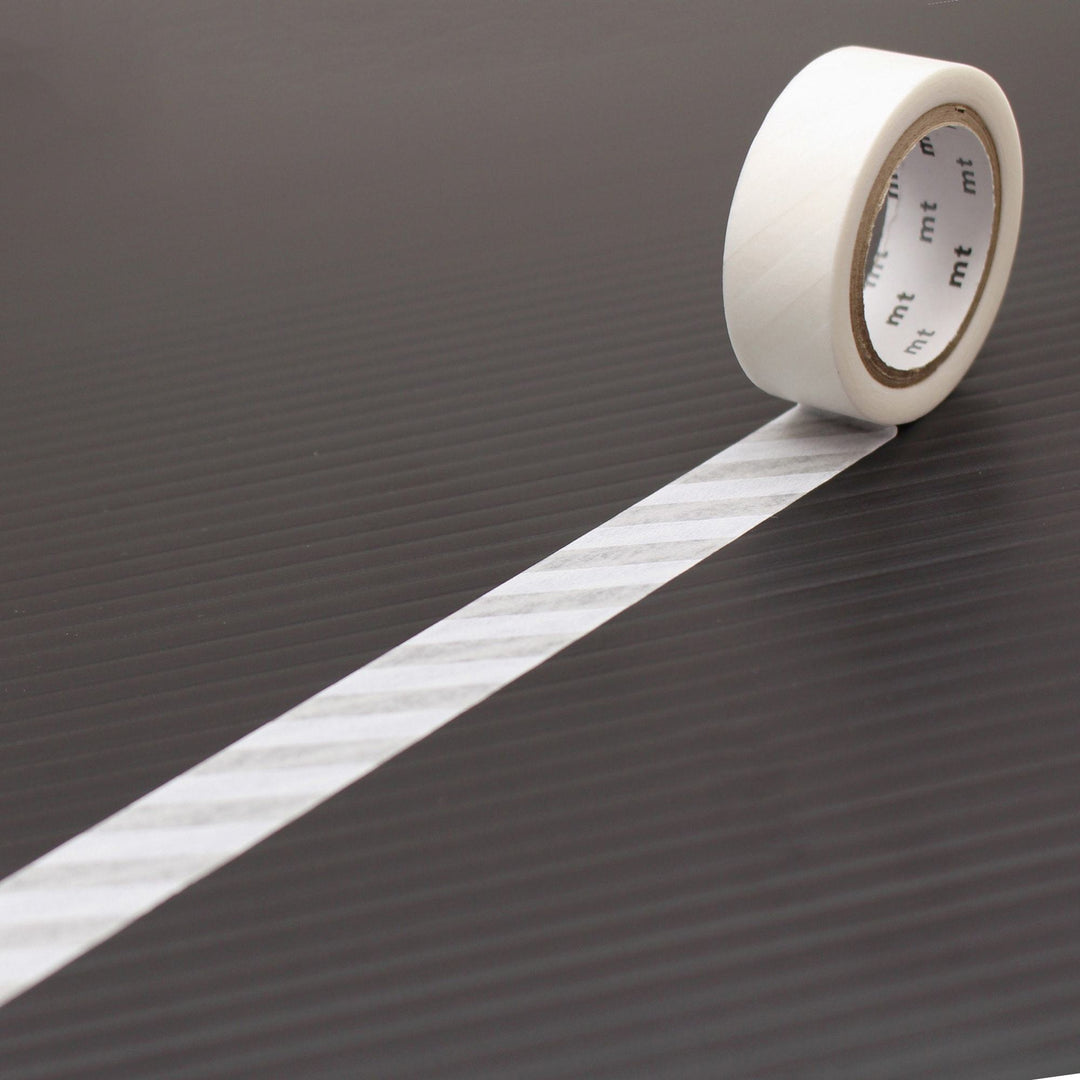 MT Deco Washi Tape Stripe White — roll front