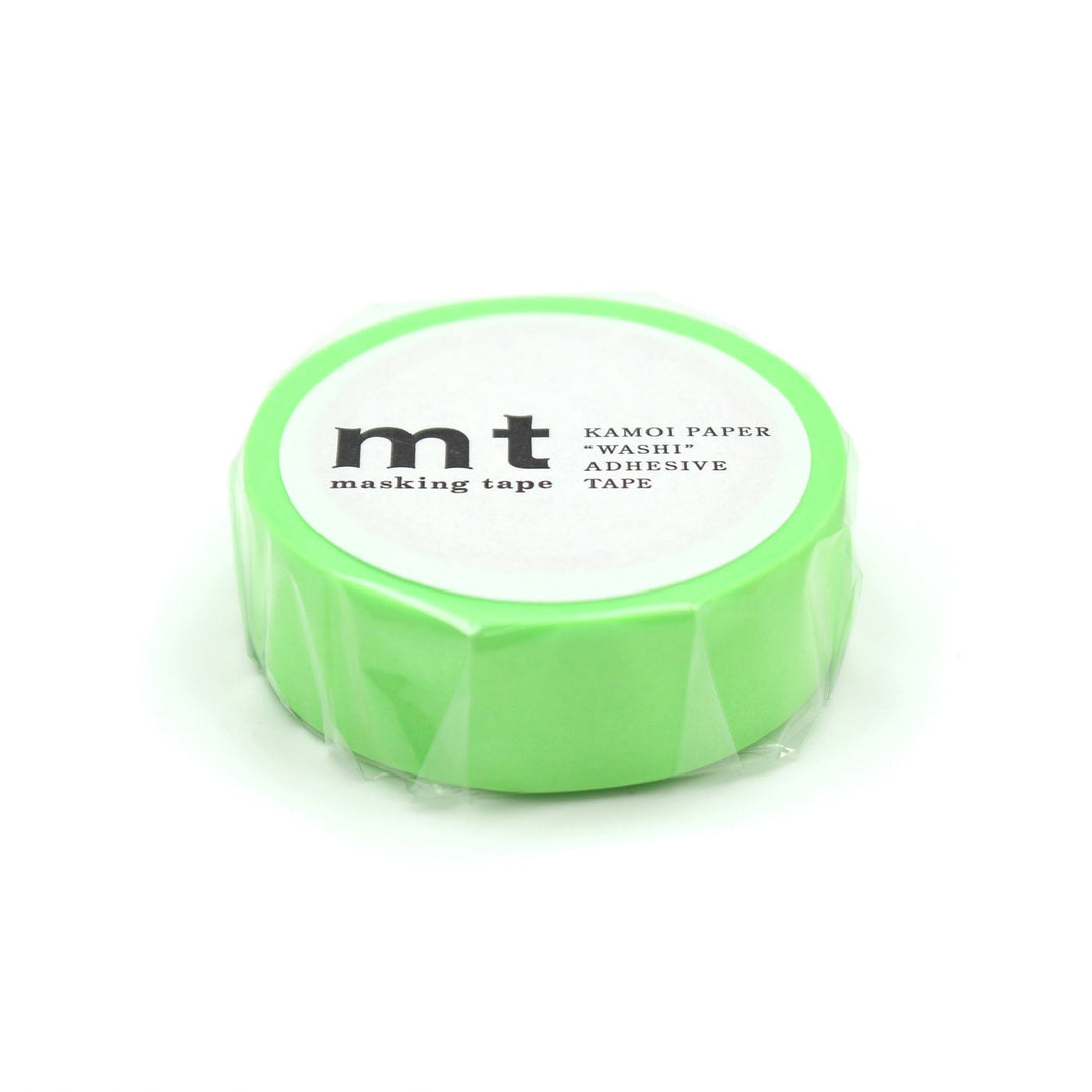 MT Basic Washi Tape - Shocking Green 7m — applied on surface