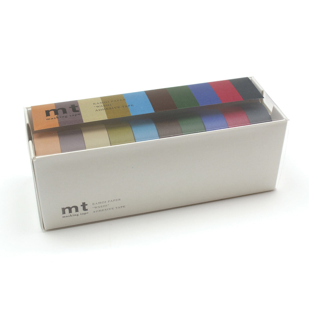 MT 10 Colours Washi Tape Set Dark (7m) — roll front