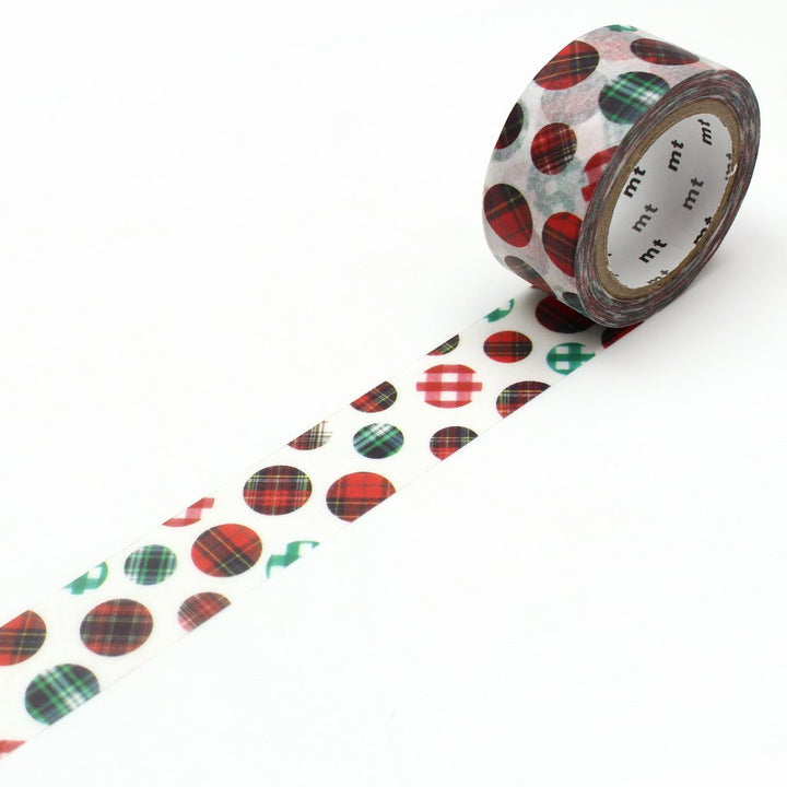 MT Christmas 2020 Washi Tape Christmas Check Dot — roll front