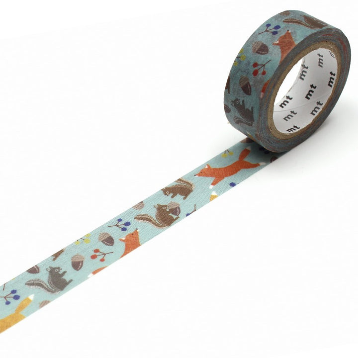 MT EX Washi Tape Embroidery Fox And Squirrel — roll front