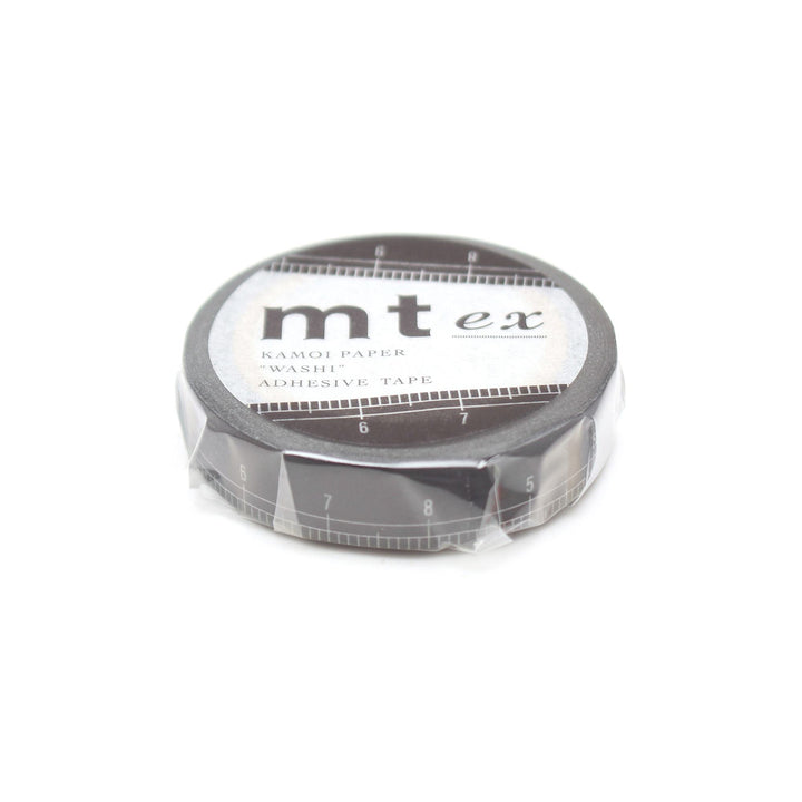 MT Masking Tape EX Washi Tape - Black Ruler — applied on surface