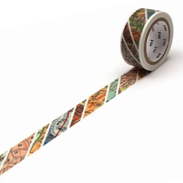 MT EX Washi Tape Map Stripes — roll front