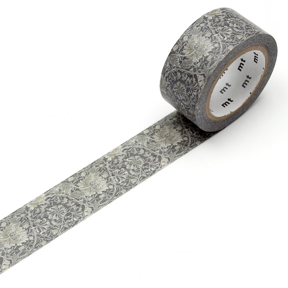 MT x William Morris Washi Tape - Pure Honeysuckle & Tullip Black ink — pattern detail