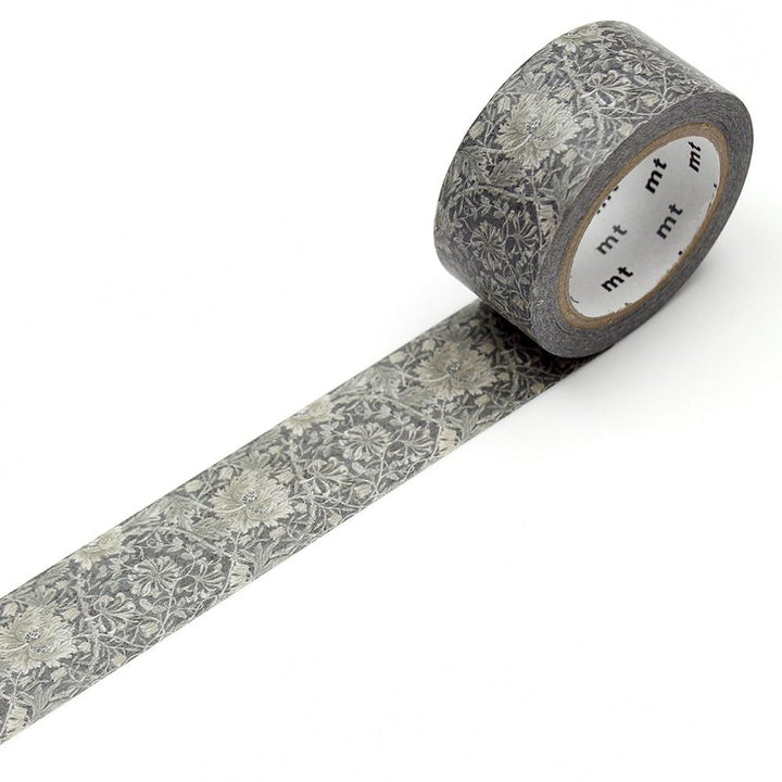 MT x William Morris Washi Tape - Pure Honeysuckle &amp; Tullip Black ink — pattern detail