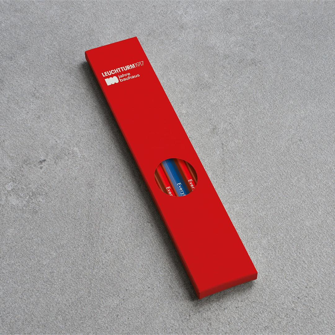 Leuchtturm1917 Bauhaus 100 Pencil Assorted Unit (4xRed, 1xRoyal Blue) — capped