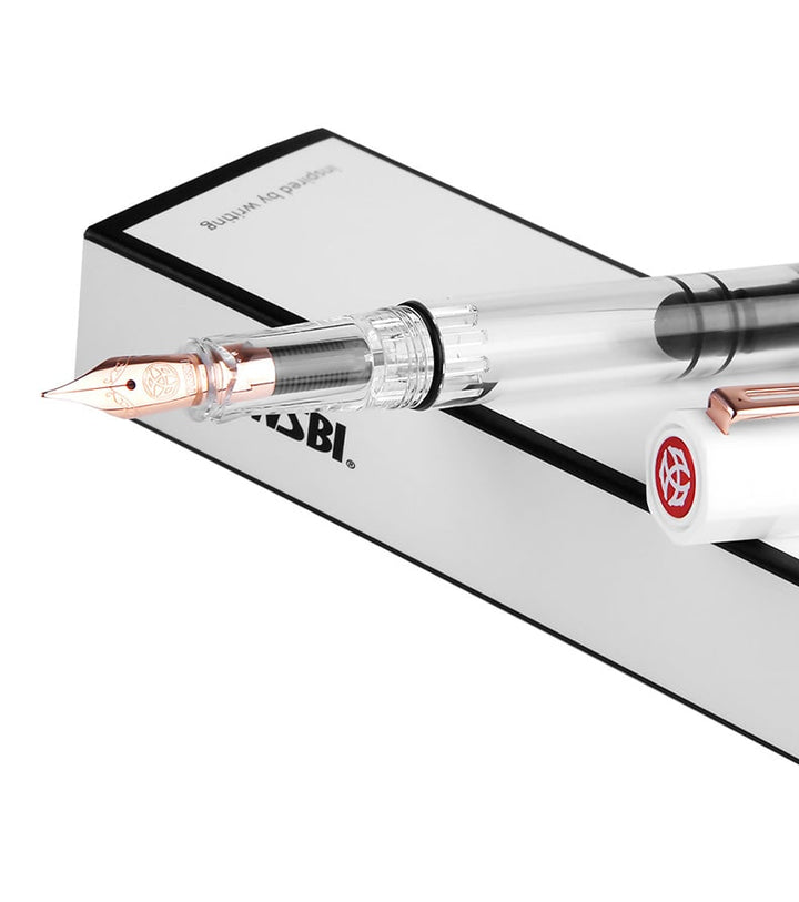 TWSBI ECO Fountain Pen - White with Rose Gold Trim — flat lay