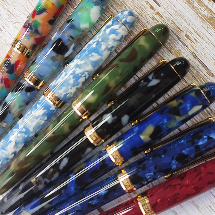 Onishi Hand Made Fountain Pen-Standard Schmidt Steel - Sora Blue — engraving example