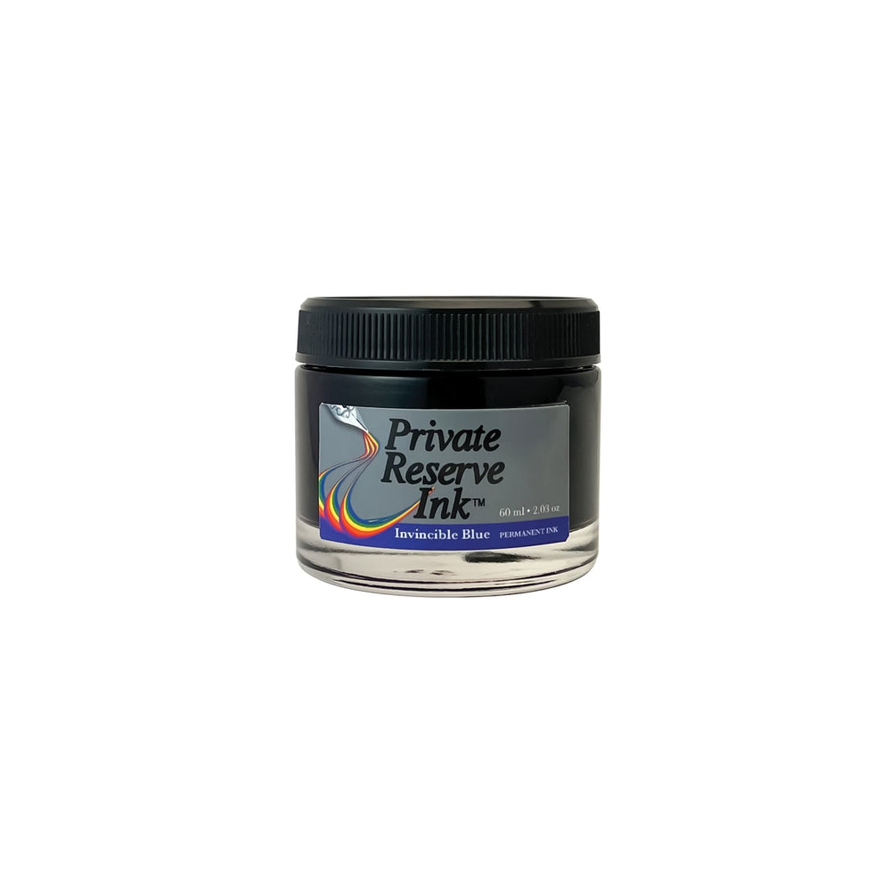 Private Reserve 60ml Ink Bottle Invincible Blue — bottle at angle
