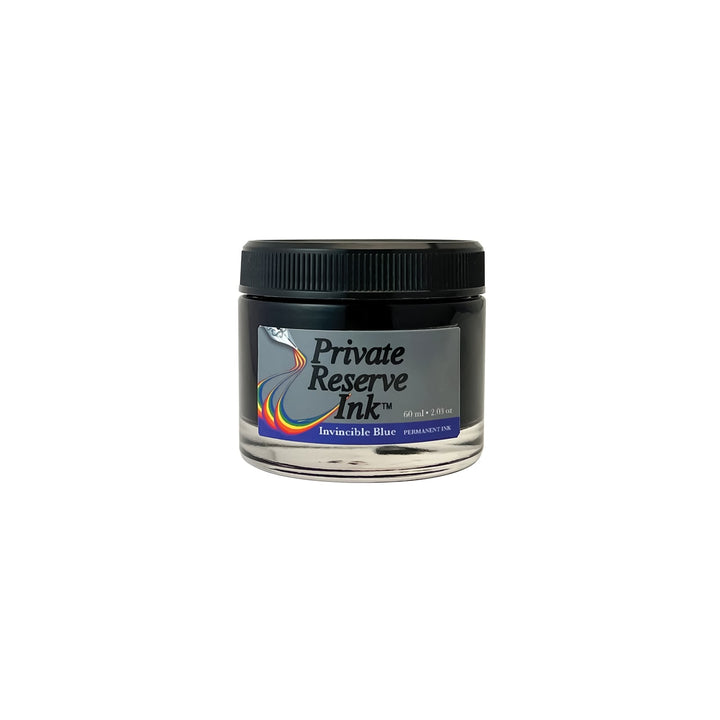 Private Reserve 60ml Ink Bottle Invincible Blue — bottle at angle