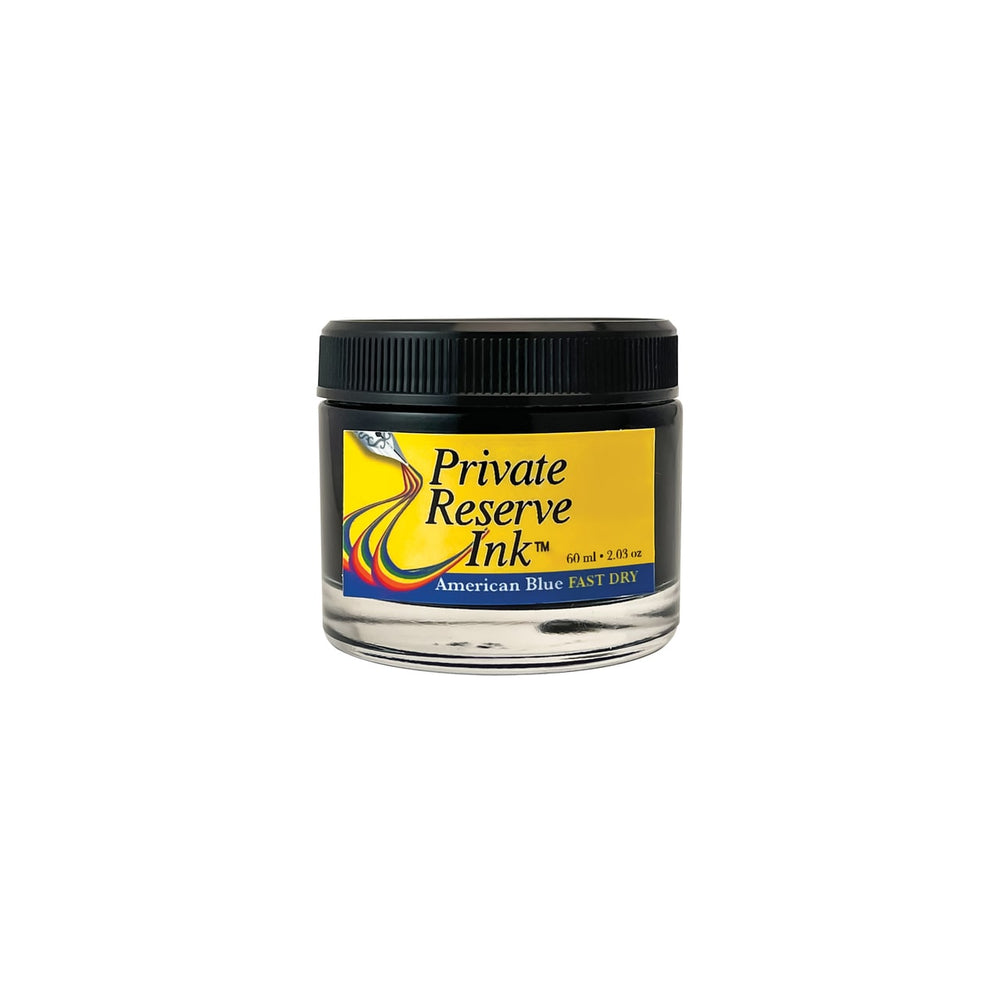 Private Reserve 60ml Ink Bottle American Blue, FAST DRY — bottle at angle