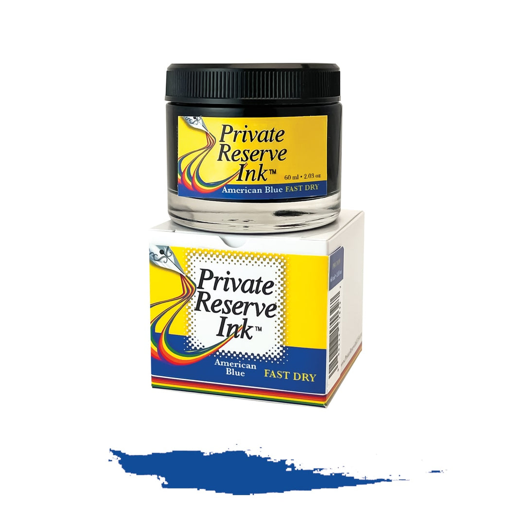 Private Reserve 60ml Ink Bottle American Blue, FAST DRY — bottle front