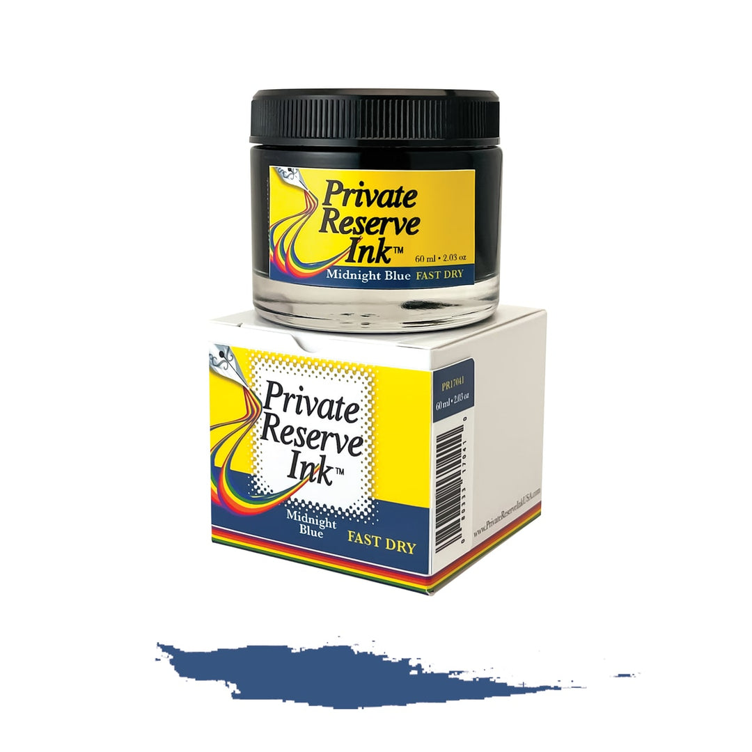 Private Reserve 60ml Ink Bottle Midnight Blue, FAST DRY — bottle front