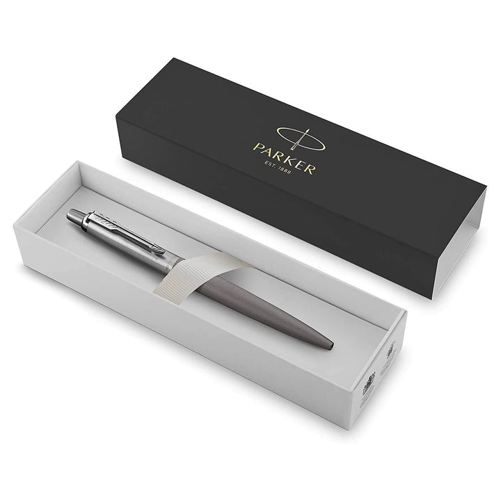 Parker Jotter XL Alexandra Matte Grey Ballpoint Pen — flat lay