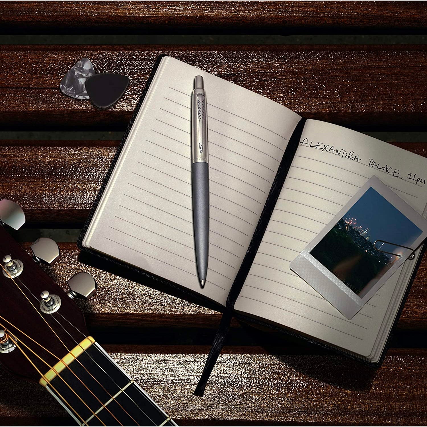 Parker Jotter XL Alexandra Matte Grey Ballpoint Pen — flat lay