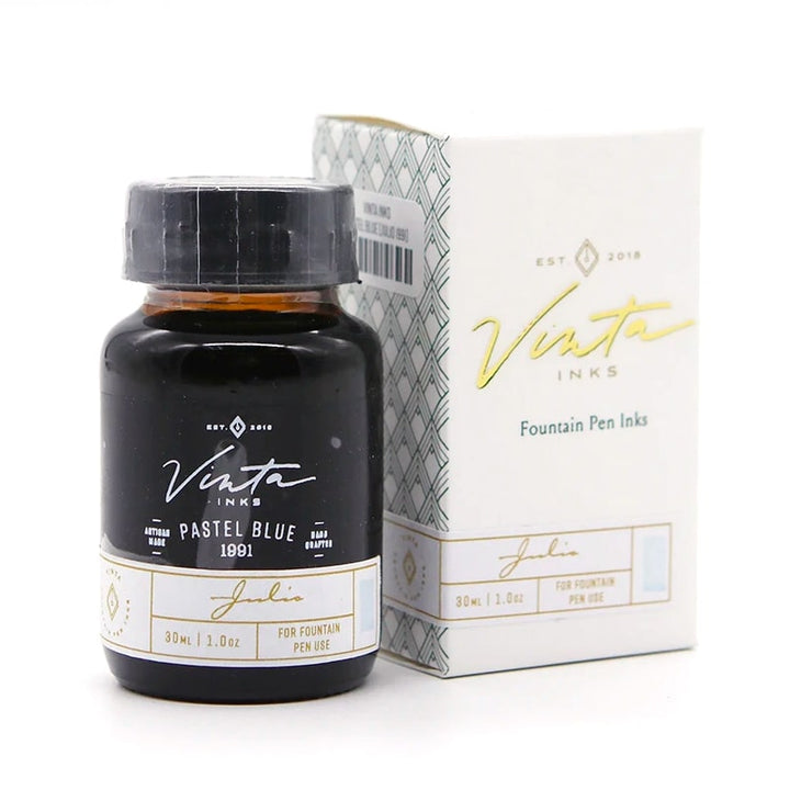 Vinta Inks 30ml Ink Bottle Pastel Blue, Shimmer (Julio 1991) — cap detail