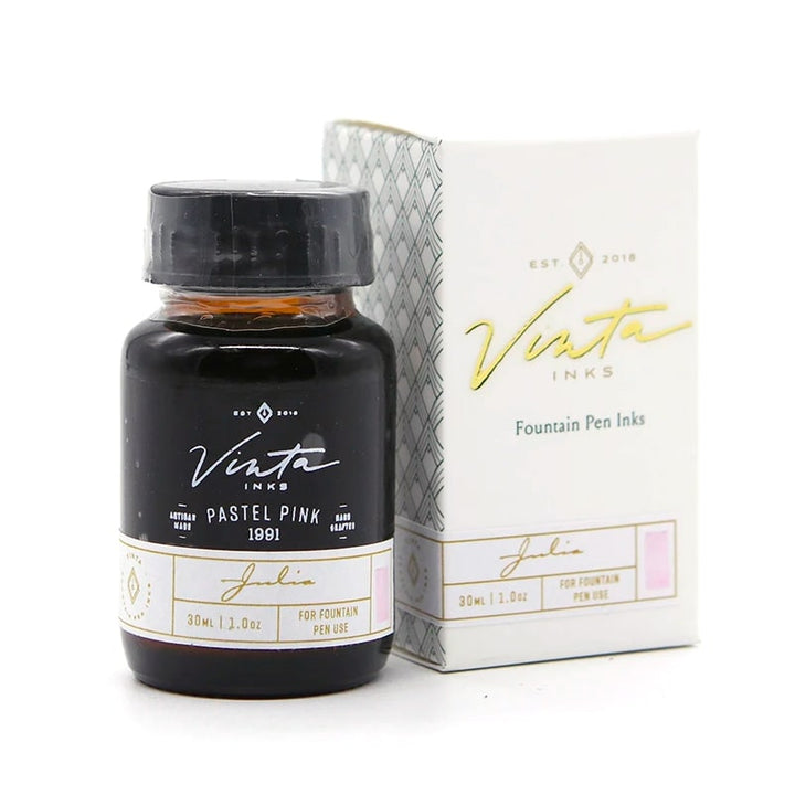Vinta Inks 30ml Ink Bottle Pastel Pink, Shimmer (Julia 1991) — cap detail