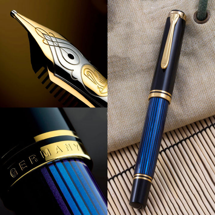 Pelikan Souverän® M400 Fountain Pen Black-Blue [Pre-Order] — writing at an angle