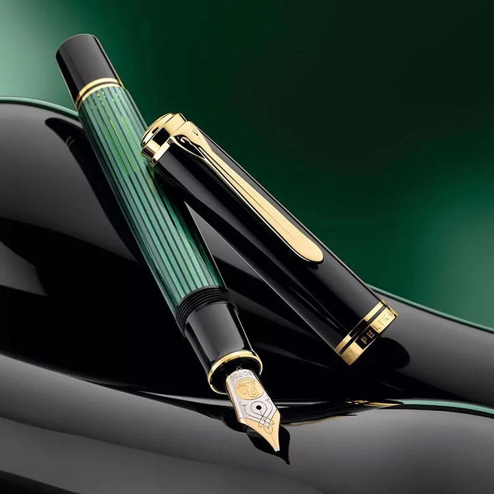 Pelikan Souverän® M800 Fountain Pen Black-Green [Pre-Order] — writing at an angle