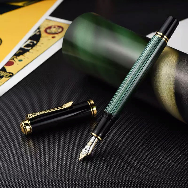Pelikan Souverän® M400 Fountain Pen Black-Green [Pre-Order] — writing at an angle