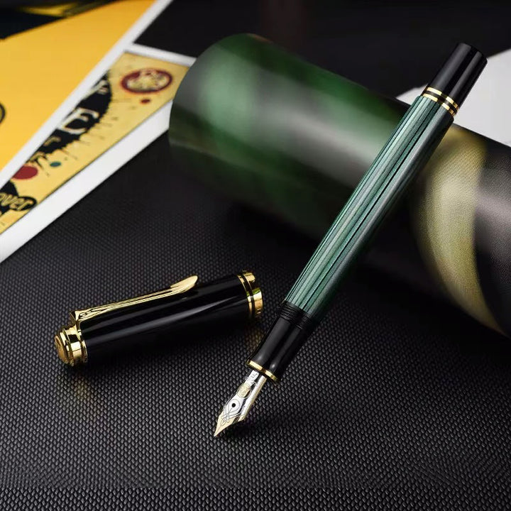Pelikan Souverän® M400 Fountain Pen Black-Green [Pre-Order] — writing at an angle