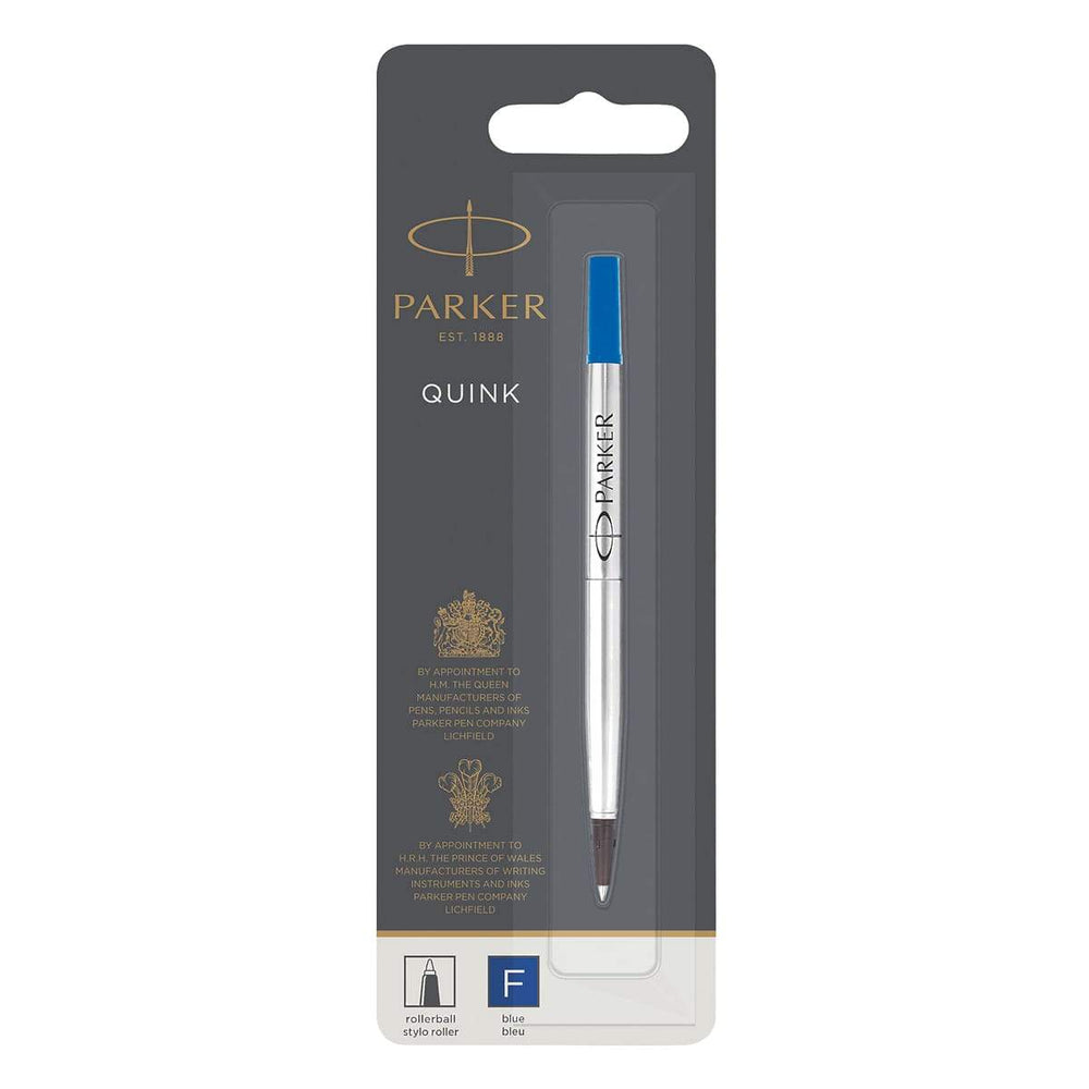 Parker Quink Rollerball Pen Refill — uncapped with cap posted