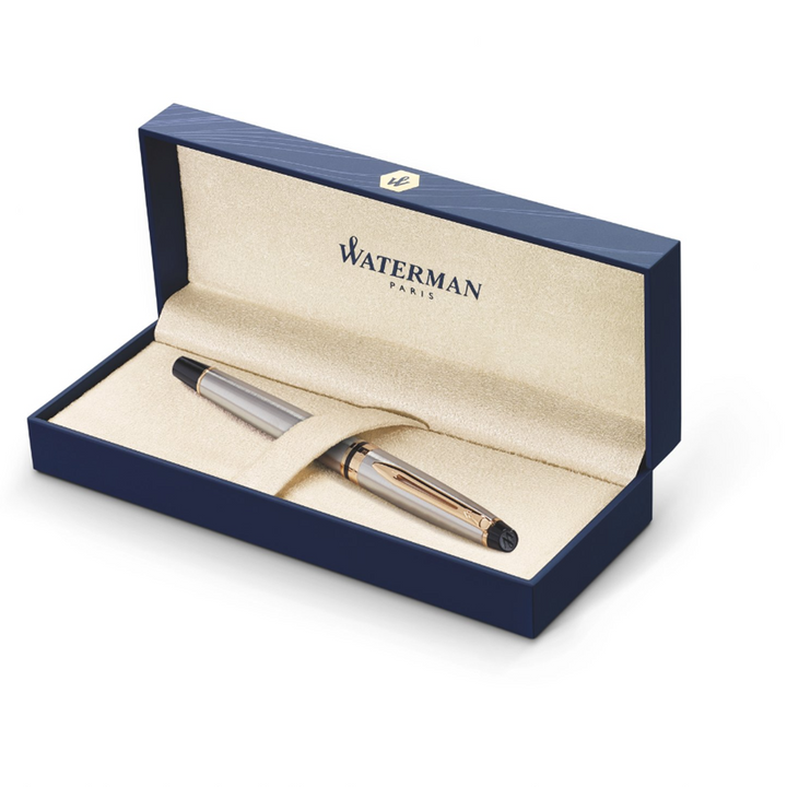 Waterman Expert3 Stainless Steel GT Rollerball Pen — flat lay