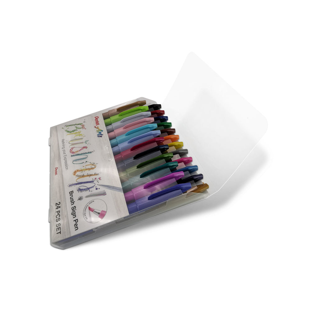 Pentel Touch Brush Sign Pen 24 Pieces Set — side view