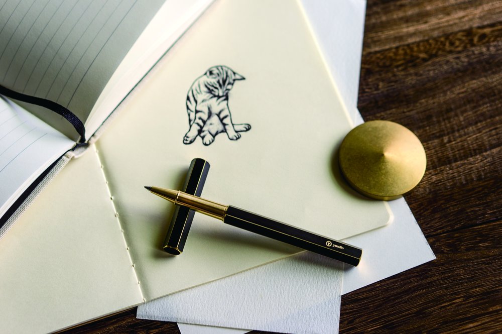 Ystudio Brassing Rollerball Pen — flat lay