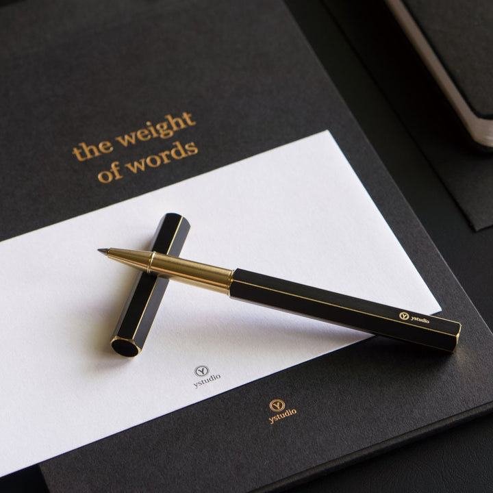Ystudio Brassing Rollerball Pen — flat lay